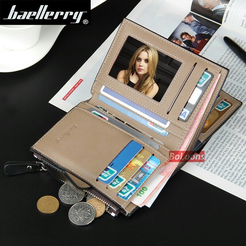 Wallet Baellerry brand Short men Wallets PU Leather male Purse Card Holder Wallet Fashion man Zipper Wallet men Coin bag