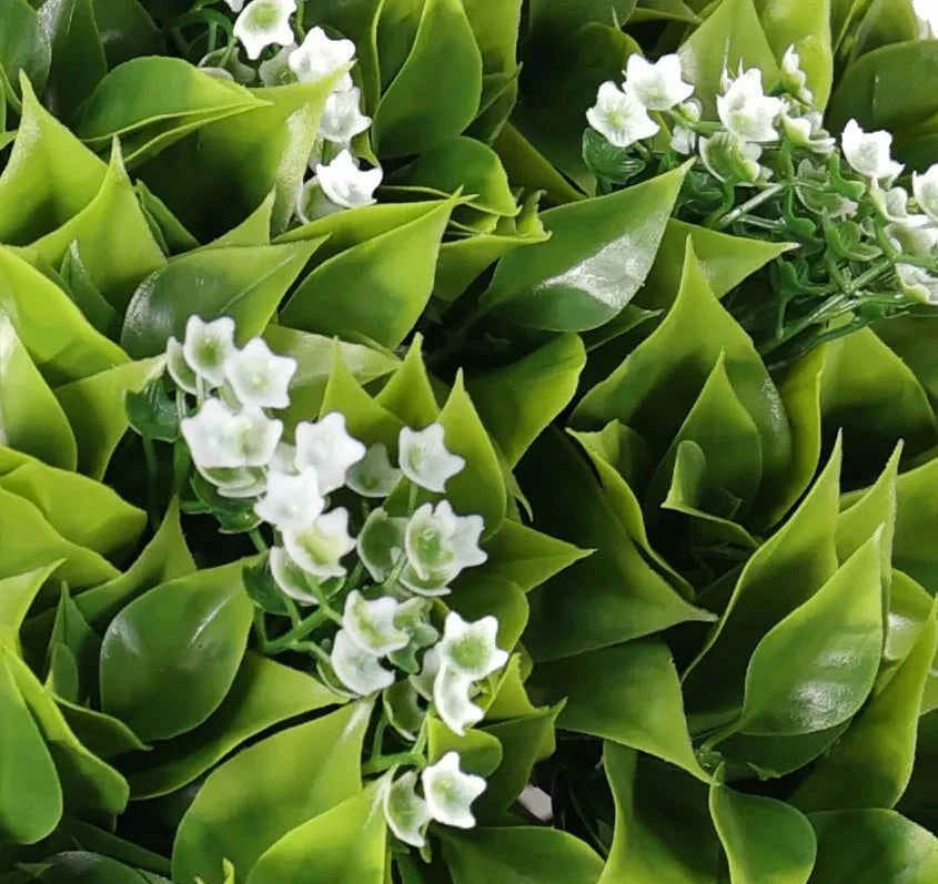 Wide Leaf Buxus Flowering Artificial Hanging Basket 18in – UV Resistant