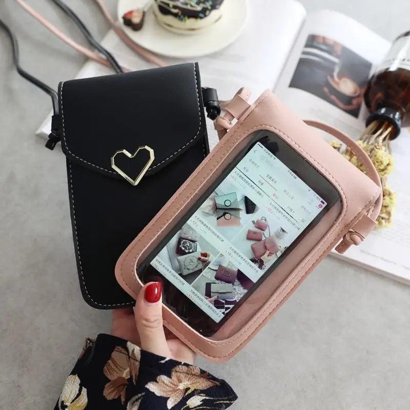 Women  Bag Shoulder Transparent Bag Card Holders Girl  Handbag Ladies PU Leather Clutch Phone Wallets Purse