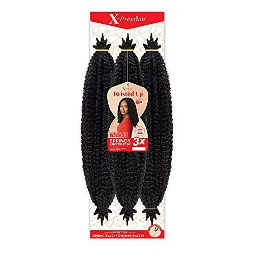 Outre X-Pression Twisted Up 3X Springy Afro Twist Crochet Braid 24", 2T1B/30K